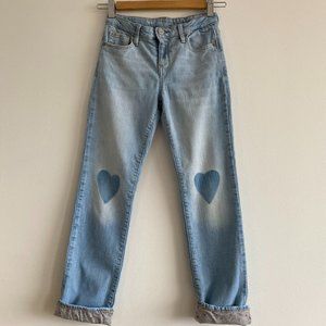 Gap girls size 10 lined straight jeans hearts winter fall